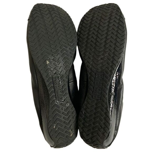 KENNETH COLE REACTION ‘Blink Wink’ Black Natural and Patent Leather Ballet Flats - Picture 6 of 11